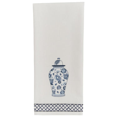 Chinois Printed/Embroidered Temple Jar Dishtowel - Set of 2 Park Designs - The Fox Decor